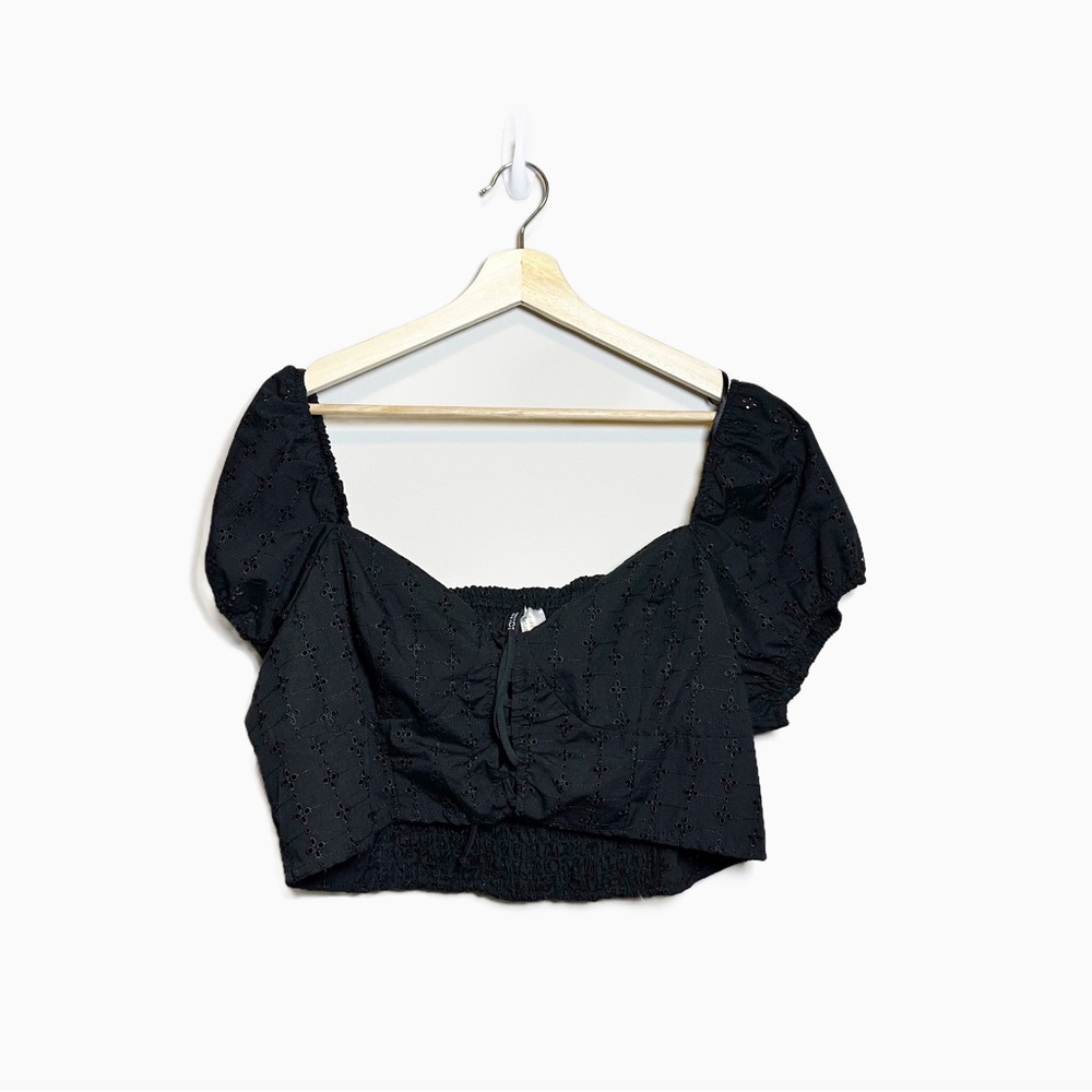 H&M Black Eyelet Crop Top